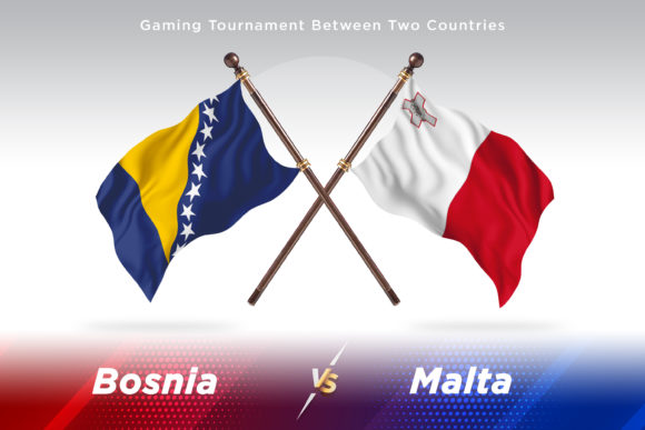 Bosnia Versus Malta Two Flags Design