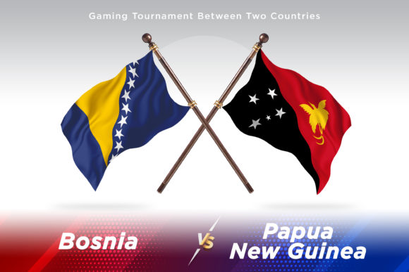 Bosnia Versus Papua New Guinea Two Flags