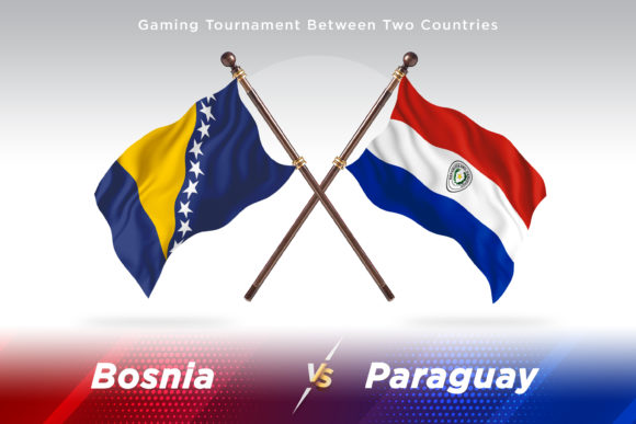 Bosnia Versus Paraguay Two Flags
