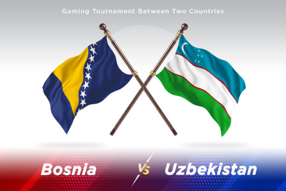 Bosnia Versus Uzbekistan Two Flags